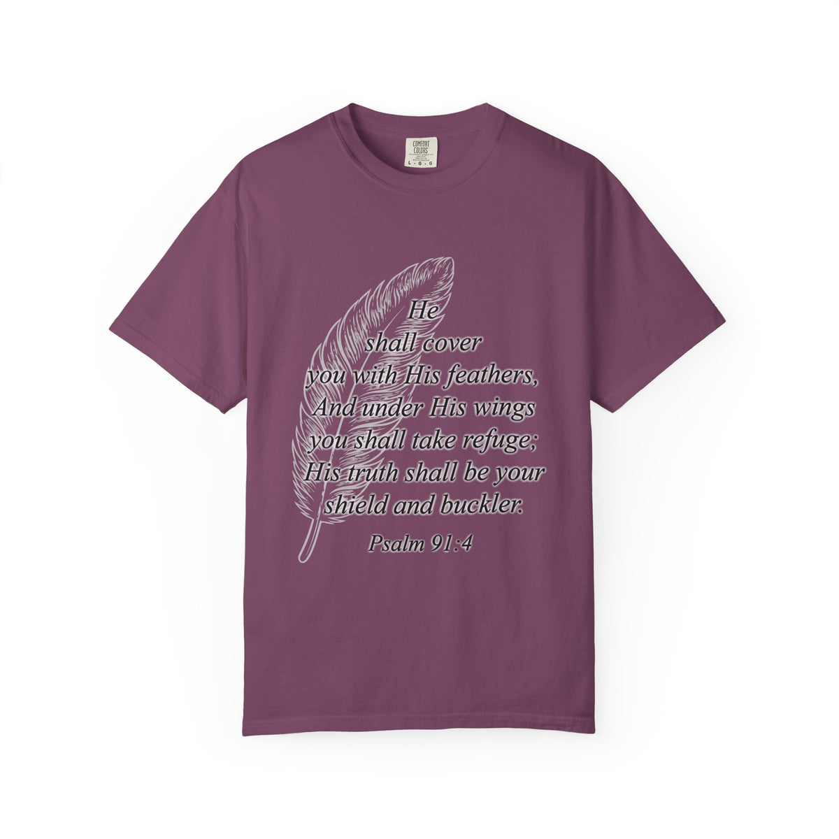 Psalm 91 Feather T-Shirt — 'He Shall Cover You' Christian Faith Tee