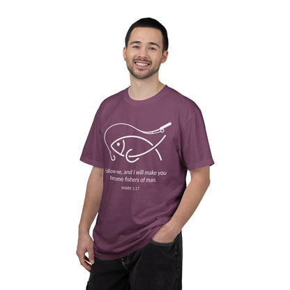 Follow Me Christian Fish T-Shirt – “I Will Make You Fishers of Men” Mark 1:17