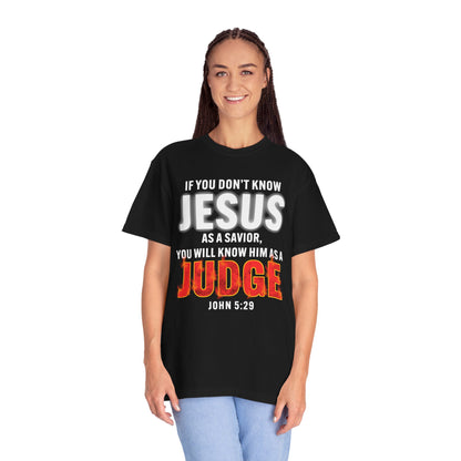 Know Jesus as Savior Cotton T-shirt — Faith-Based Christian Tee
