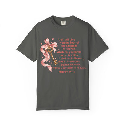 Christian Scripture Keys of the Kingdom T-shirt — Matthew 16:19 Floral Design