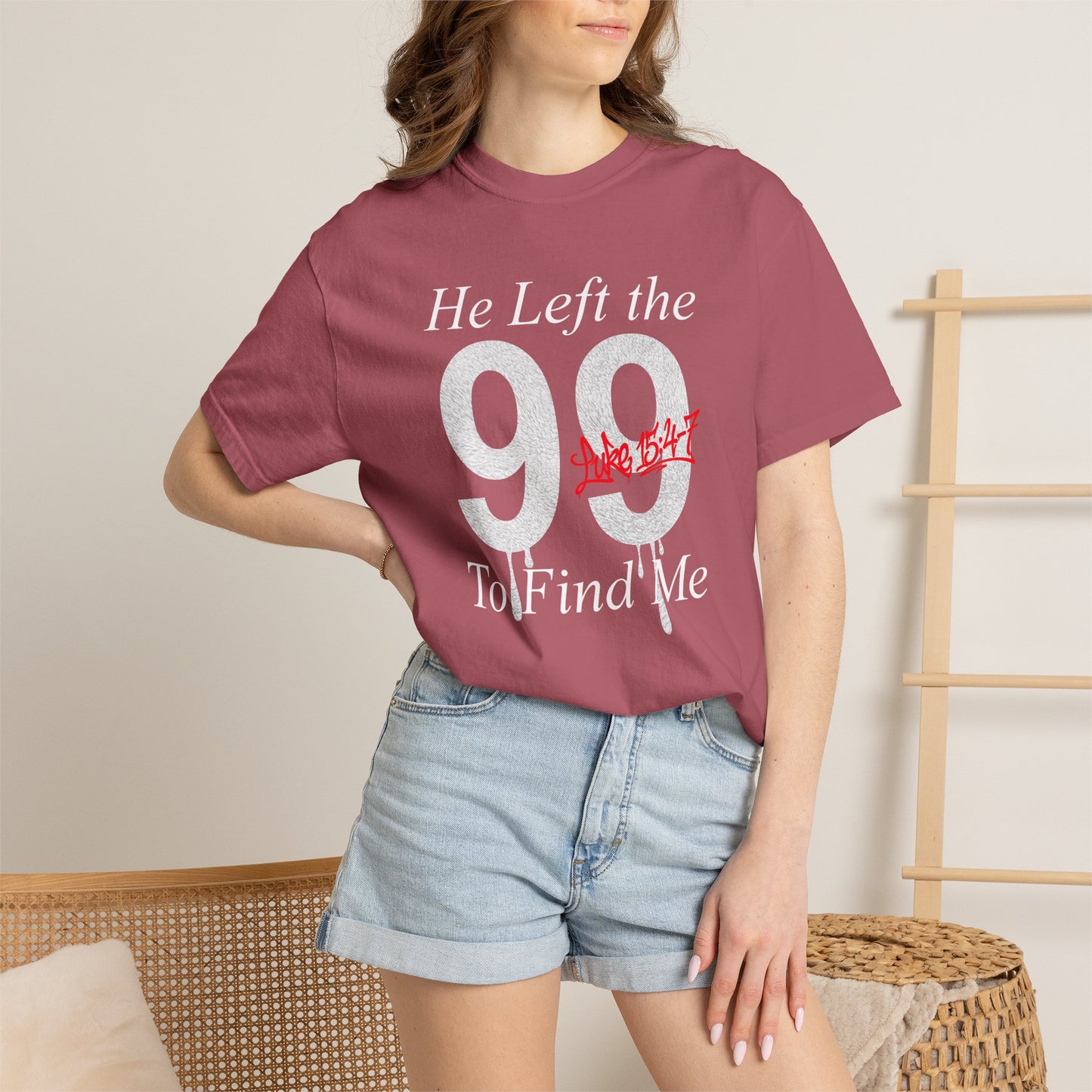He Left the 99 Luke 15:4-7 T-Shirt — Christian Faith Parable Tee 100% Cotton