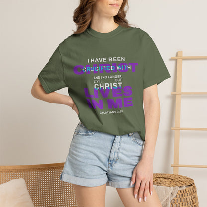 I have been Crucified with Christ "Galatians 2:20" Purple 100% Cotton T-Shirt