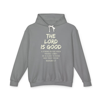 The Lord is Good "Nahum 1:7" beige 100%cotton Hoodie