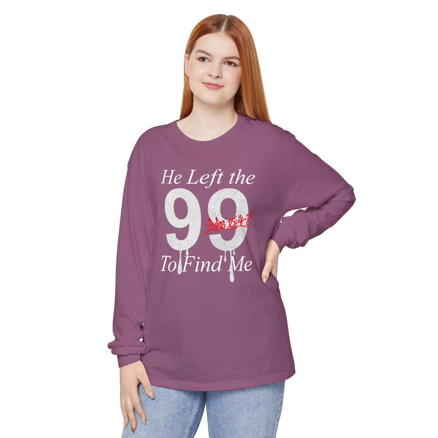 He Left the 99 Long Sleeve — Luke 15:4-7 Christian Crewneck