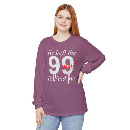 He Left the 99 Long Sleeve — Luke 15:4-7 Christian Crewneck