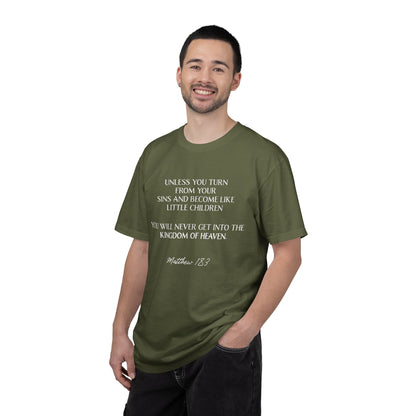 Matthew 18:3 100% Cotton T-shirt — Christian Scripture Tee