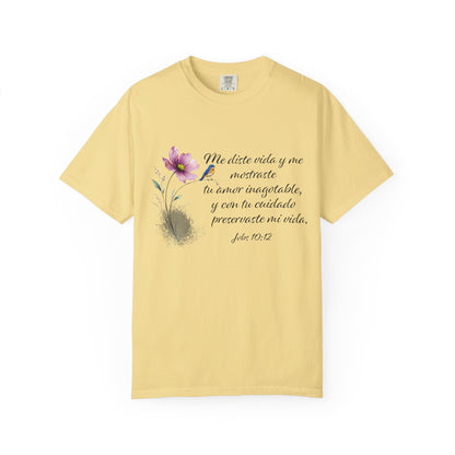 Inspirational Spanish Bible Verse T-Shirt – John 10:12 Floral Tee