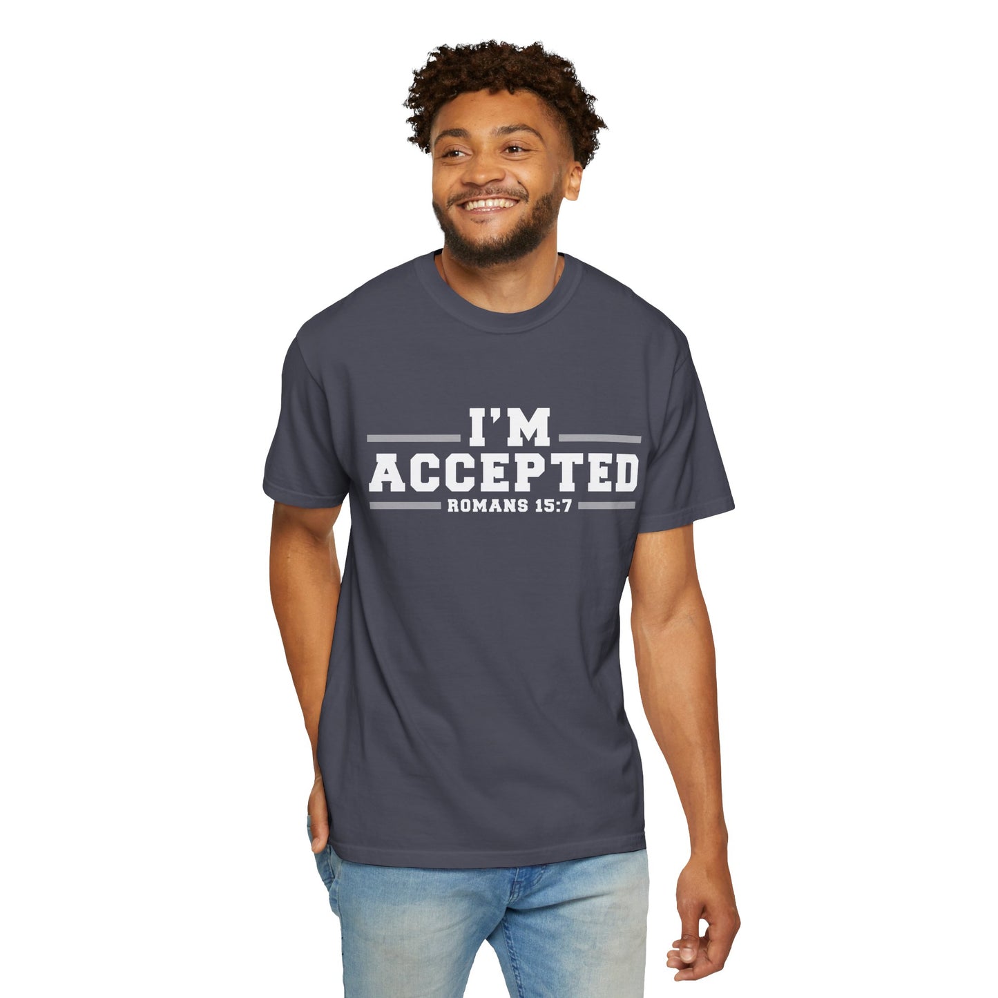I'm Accepted "Romans 15:7" Cotton T-Shirt — Faith-Inspired Christian Tee