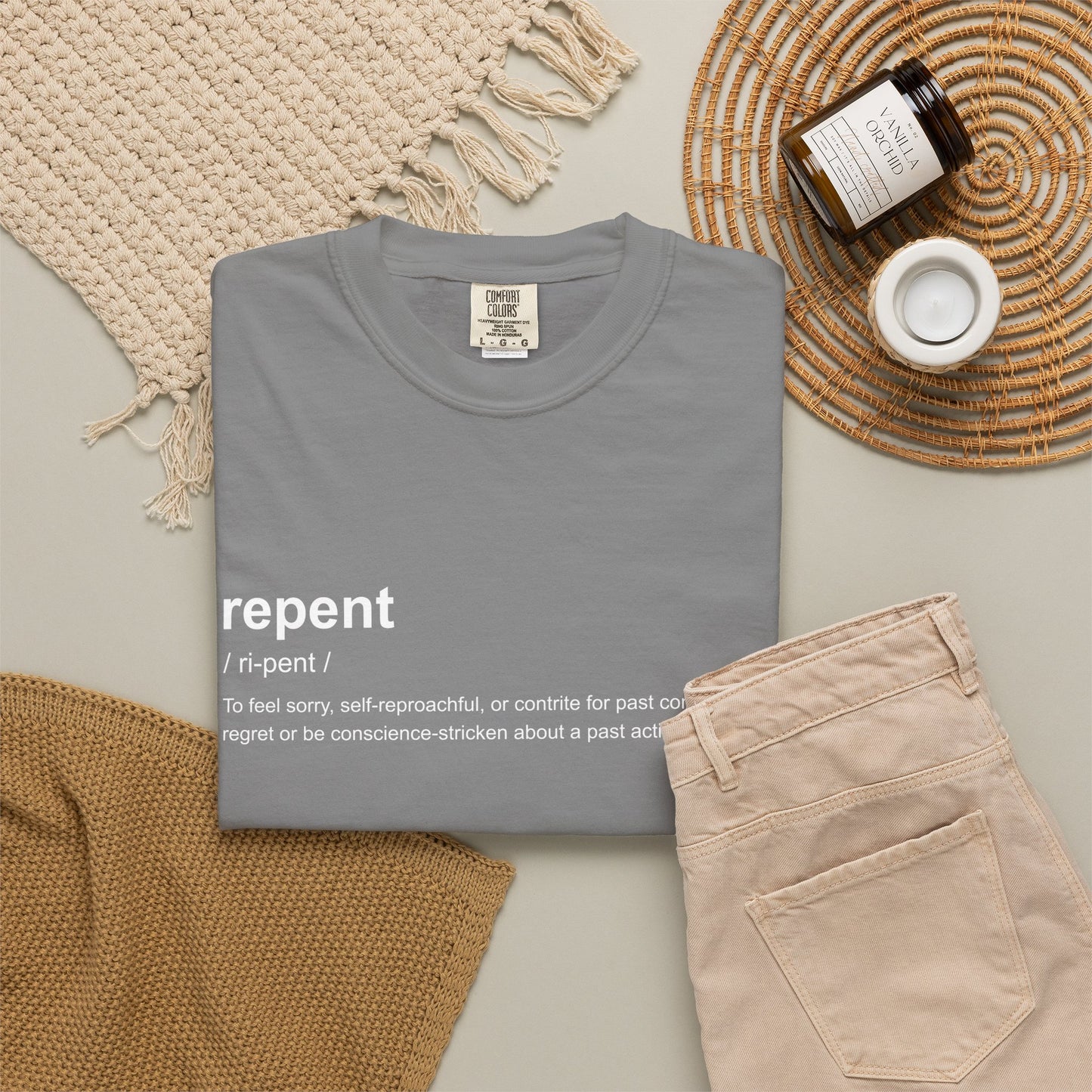Repent Definition T-Shirt — 100% Cotton Garment-Dyed
