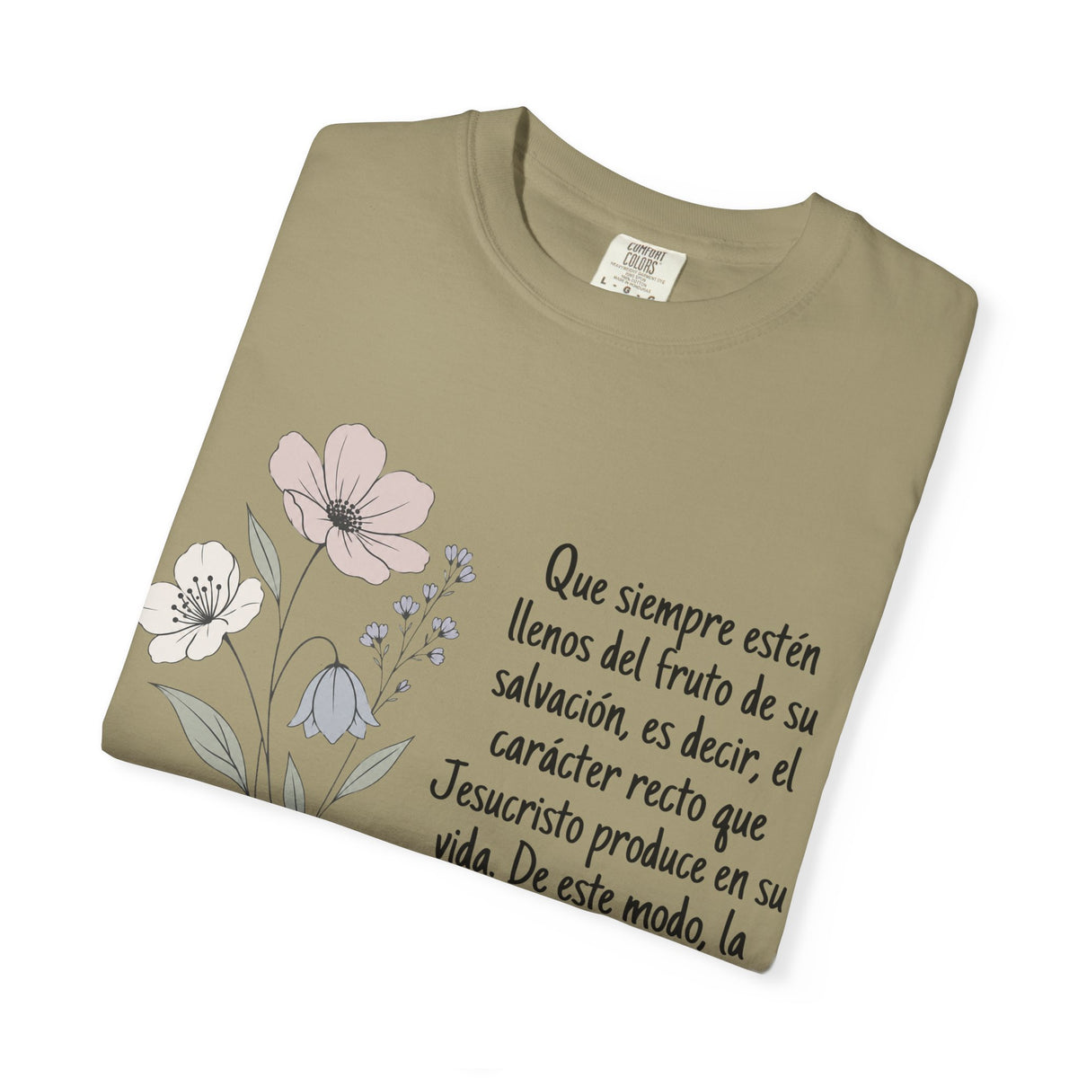Christian Floral Verse T-Shirt — Spanish Filipenses 1:11 Scripture Tee