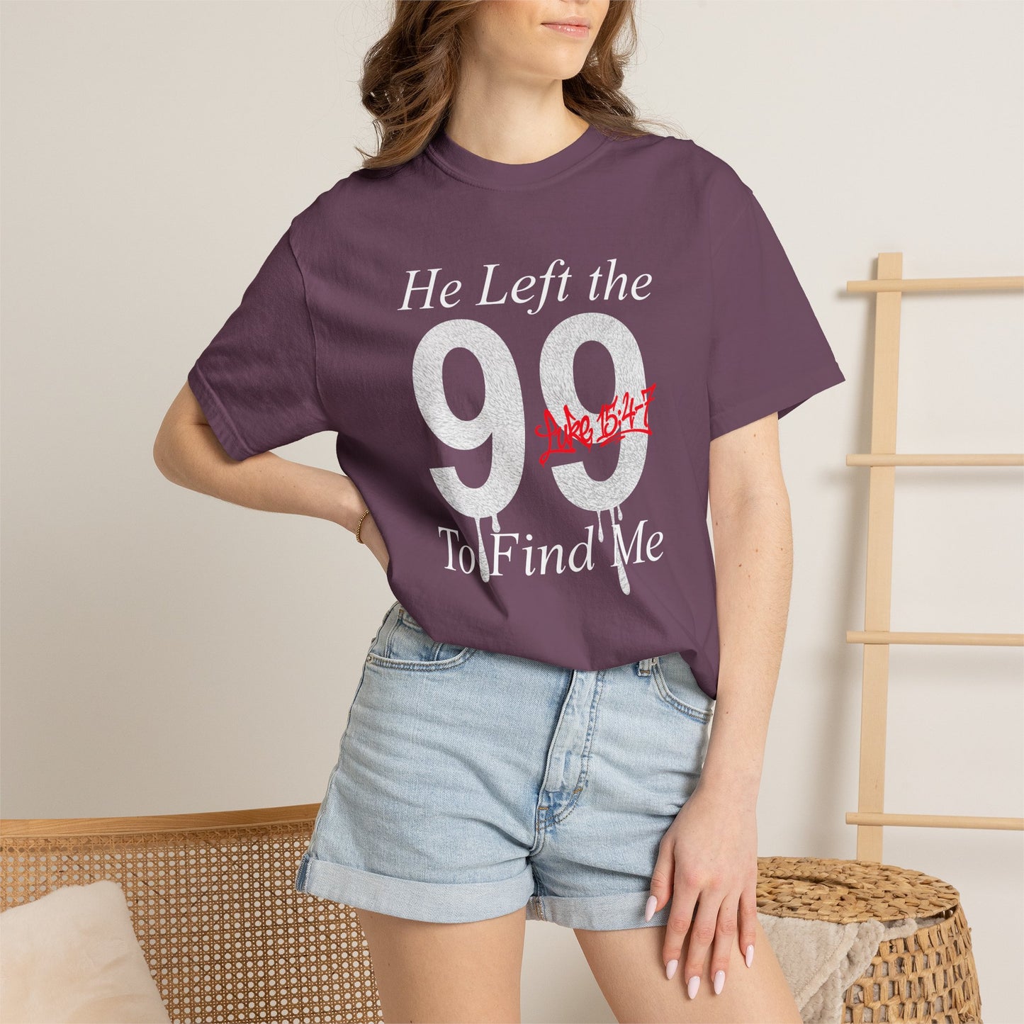 He Left the 99 Luke 15:4-7 T-Shirt — Christian Faith Parable Tee 100% Cotton