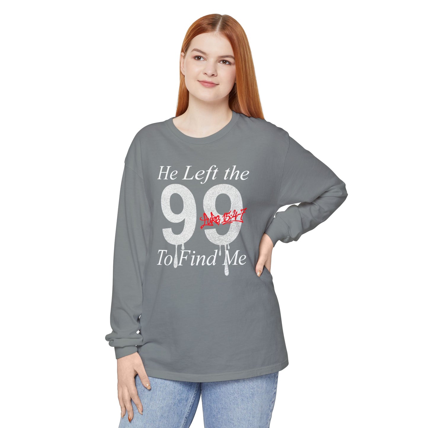 He Left the 99 Long Sleeve — Luke 15:4-7 Christian Crewneck