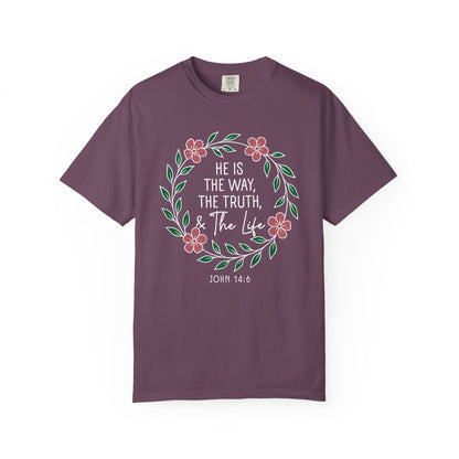 He is The Way The Truth & The Life  Flowers "John 14:6" 100% cotton T-shirt