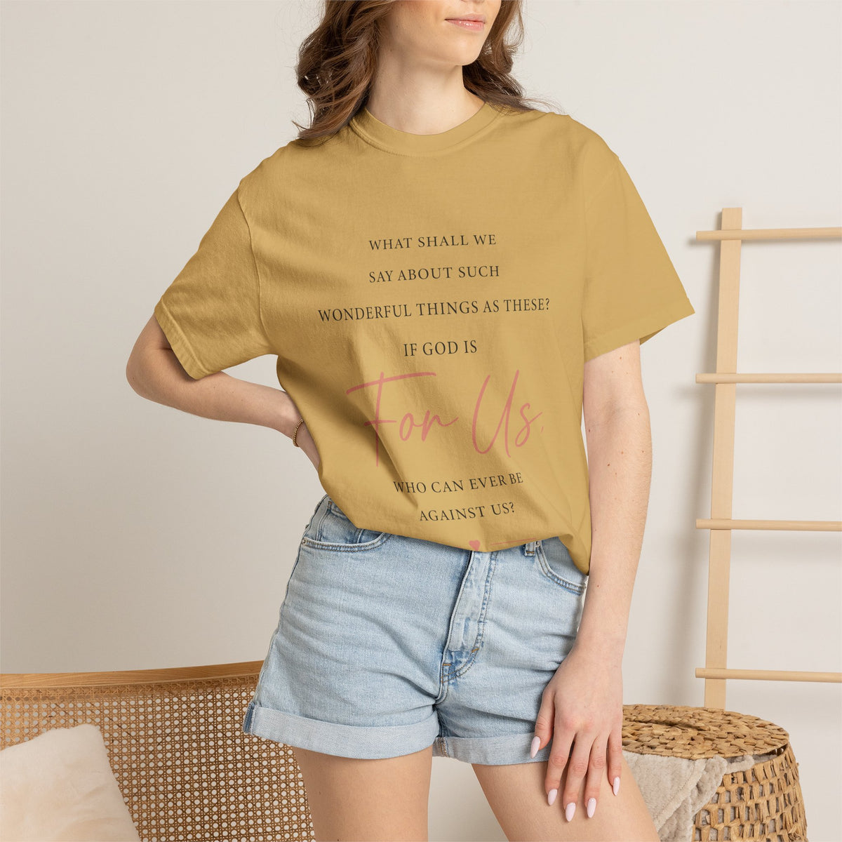 For Us Garment-Dyed Tee — Inspirational Script Christian T-Shirt