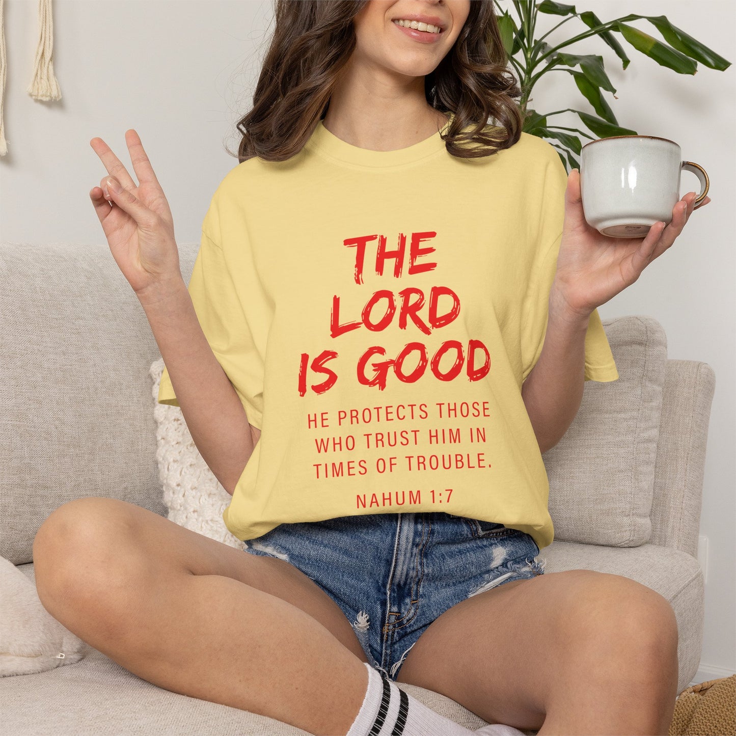 The Lord is Good "Nahum 1:7" Red T-Shirt