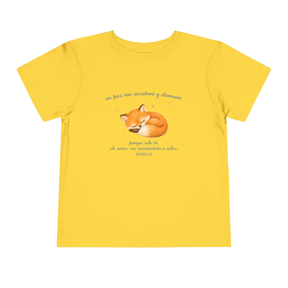 Toddler Tee - Sleeping Fox Illustration with 'En Paz Me Acostare' Spanish Design