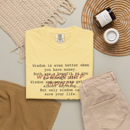 Wisdom and Money Ecclesiastes 7:11-12 100% Cotton T-Shirt — Spanish Wise Woman Bible Verse