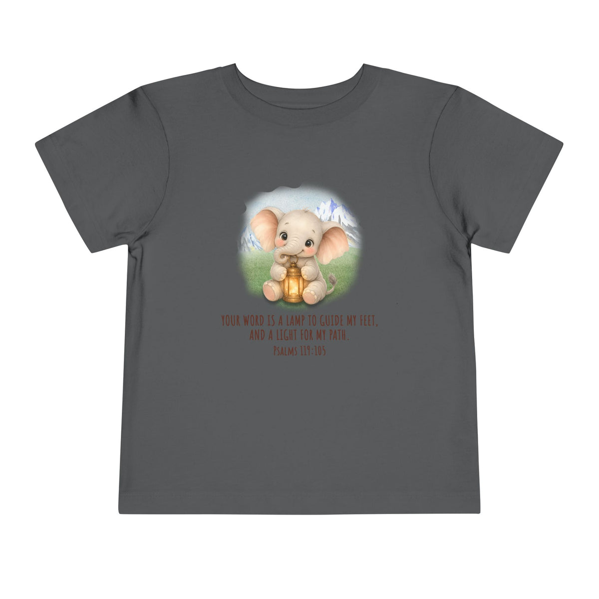 Toddler Tee - Cute Elephant with Lantern & Psalm 119:105 Inspirational Kids T-Shirt