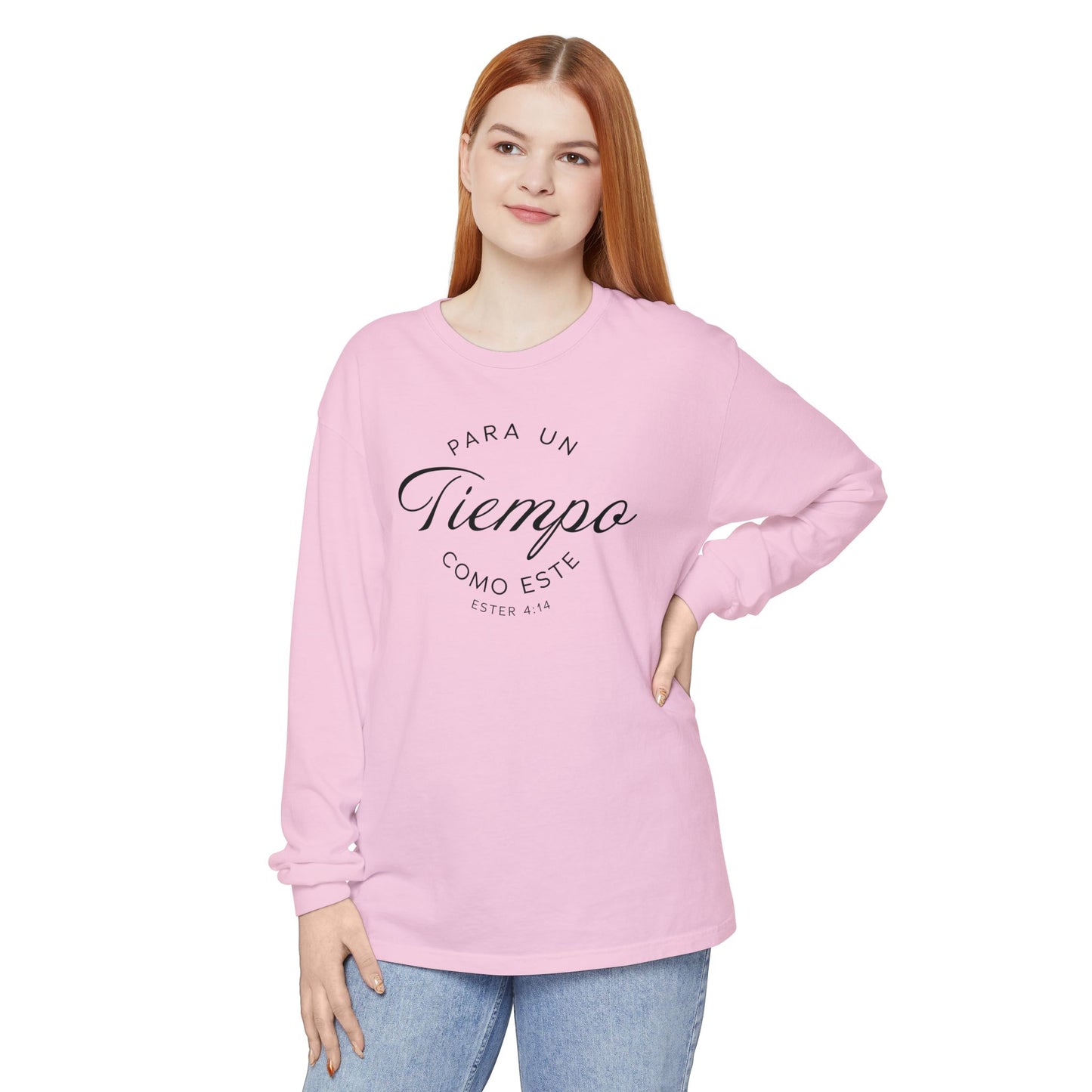 Para un Tiempo Como Este Ester 4:14 100% Cotton Long Sleeve-Shirt — Spanish Wise Woman Bible Verse