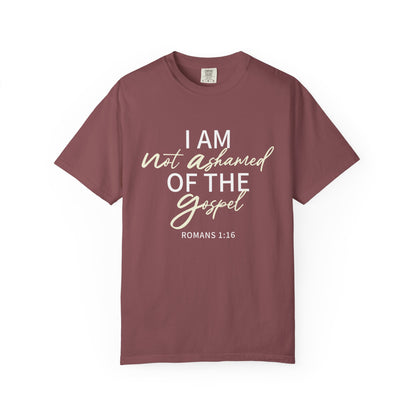 Romans 1:16 T-Shirt — Beige 100% Cotton