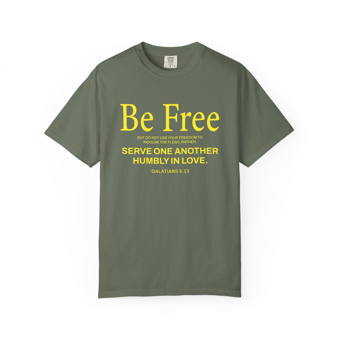 Be Free "Galatians 5:13" Yellow 100% Cotton T-Shirt