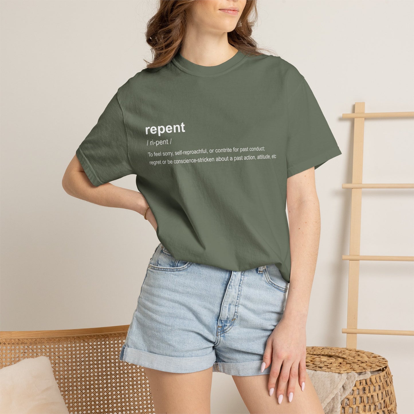 Repent Definition T-Shirt — 100% Cotton Garment-Dyed