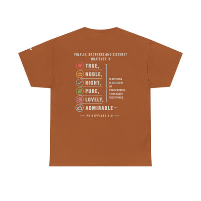 Philippians 4:8 True Noble Right Pure Lovely Adorably Christian T-Shirt