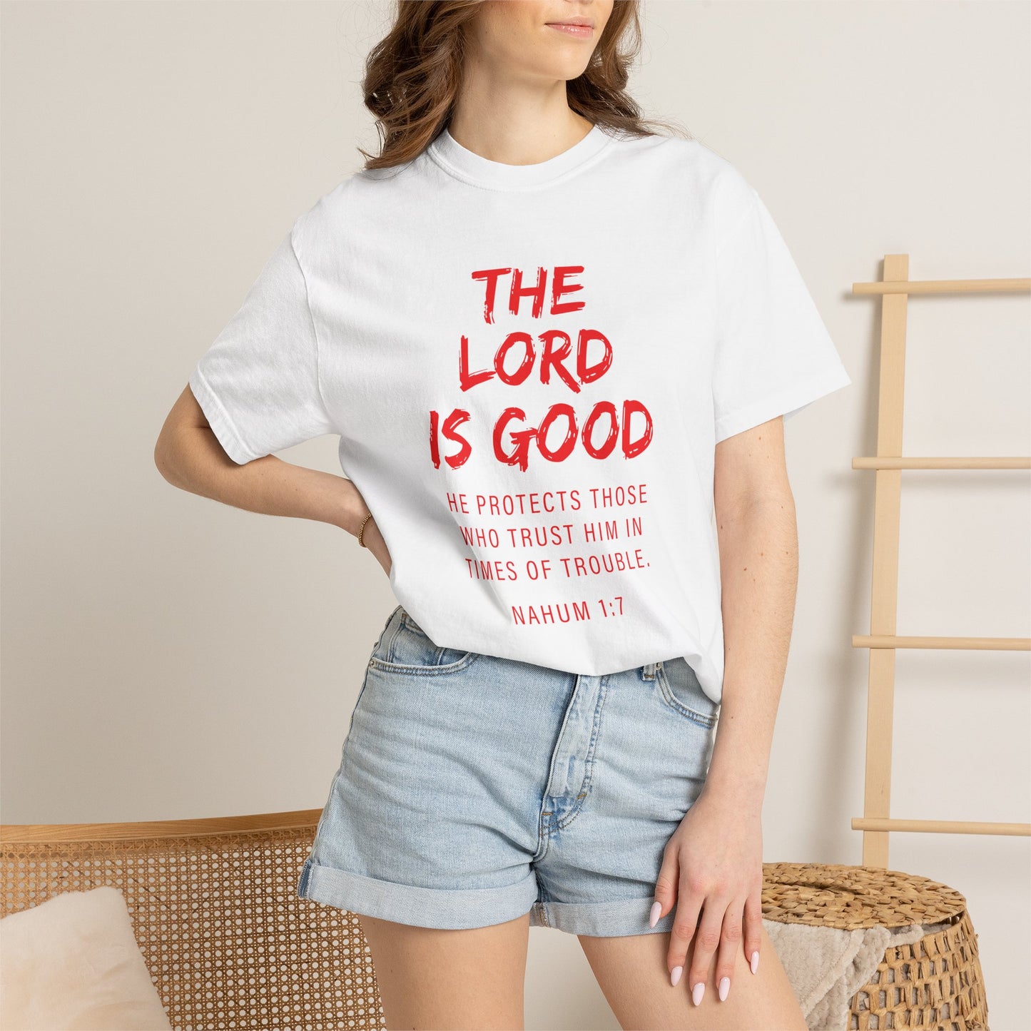 The Lord is Good "Nahum 1:7" Red T-Shirt