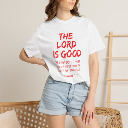 The Lord is Good "Nahum 1:7" Red T-Shirt