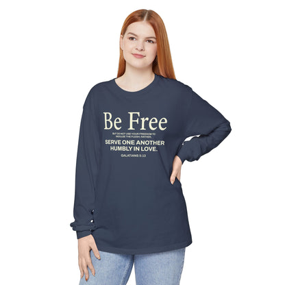 Be Free "Galatians 5:13" BEIGE 100% Cotton Long Sleeve