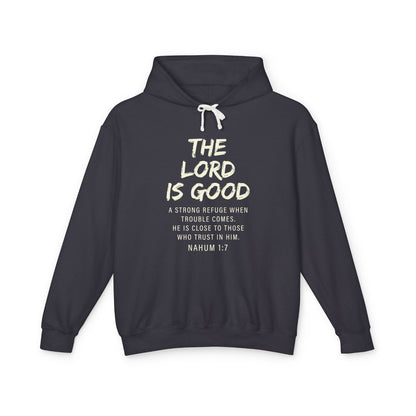 The Lord is Good "Nahum 1:7" beige 100%cotton Hoodie