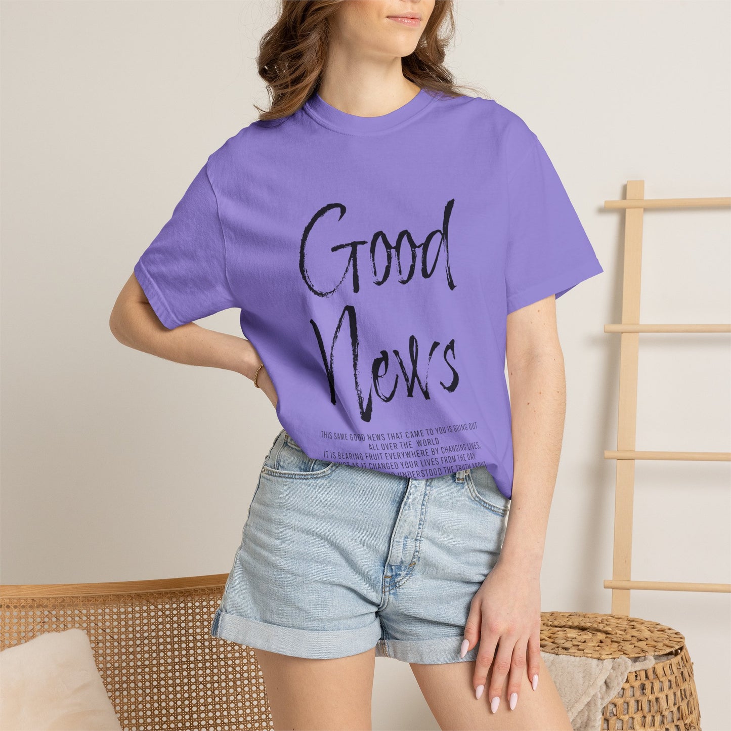 Colossians 1:6 'Good News' Cotton T-Shirt — Scripture Comfort Tee
