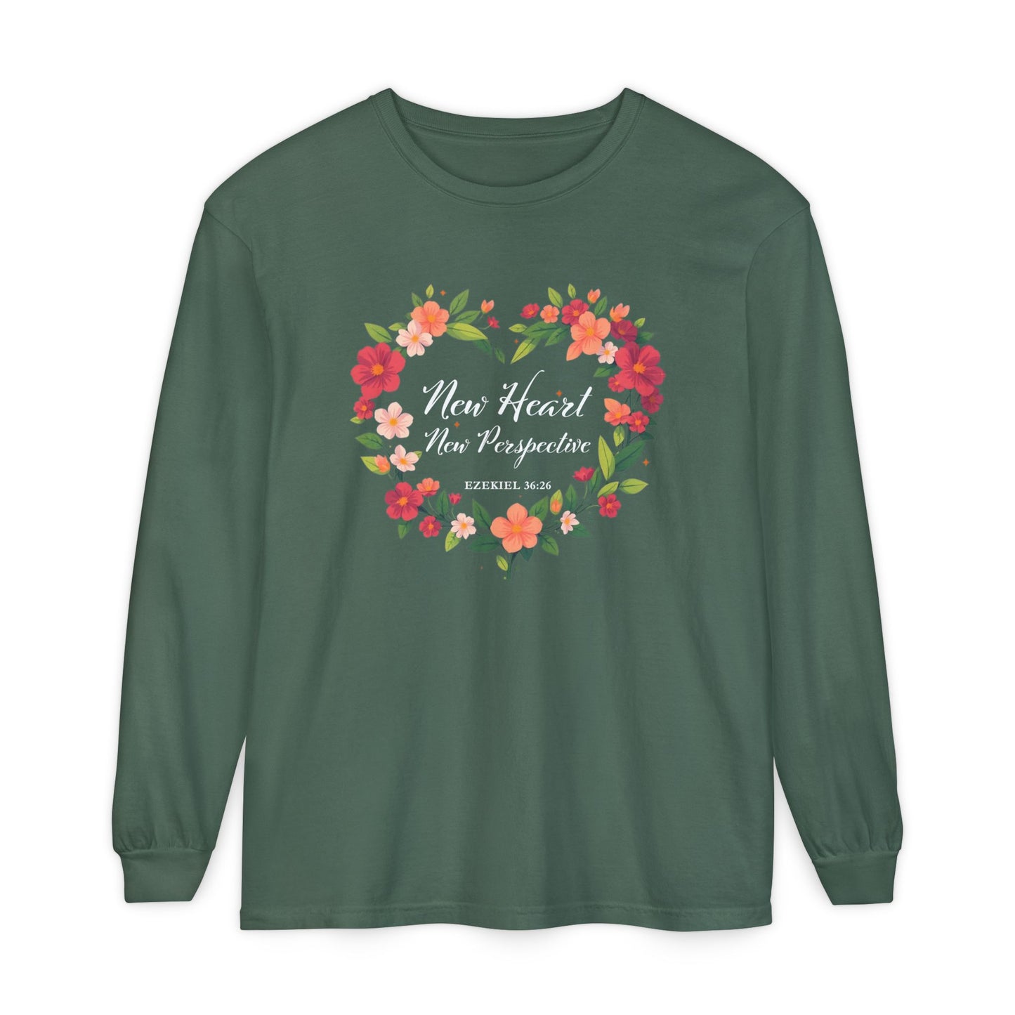 New Heart and New Perspective "Ezekiel 36:26" Long Sleeve T-Shirt 100% Cotton