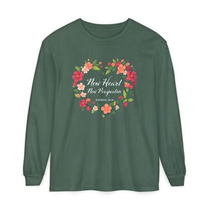 New Heart and New Perspective "Ezekiel 36:26" Long Sleeve T-Shirt 100% Cotton