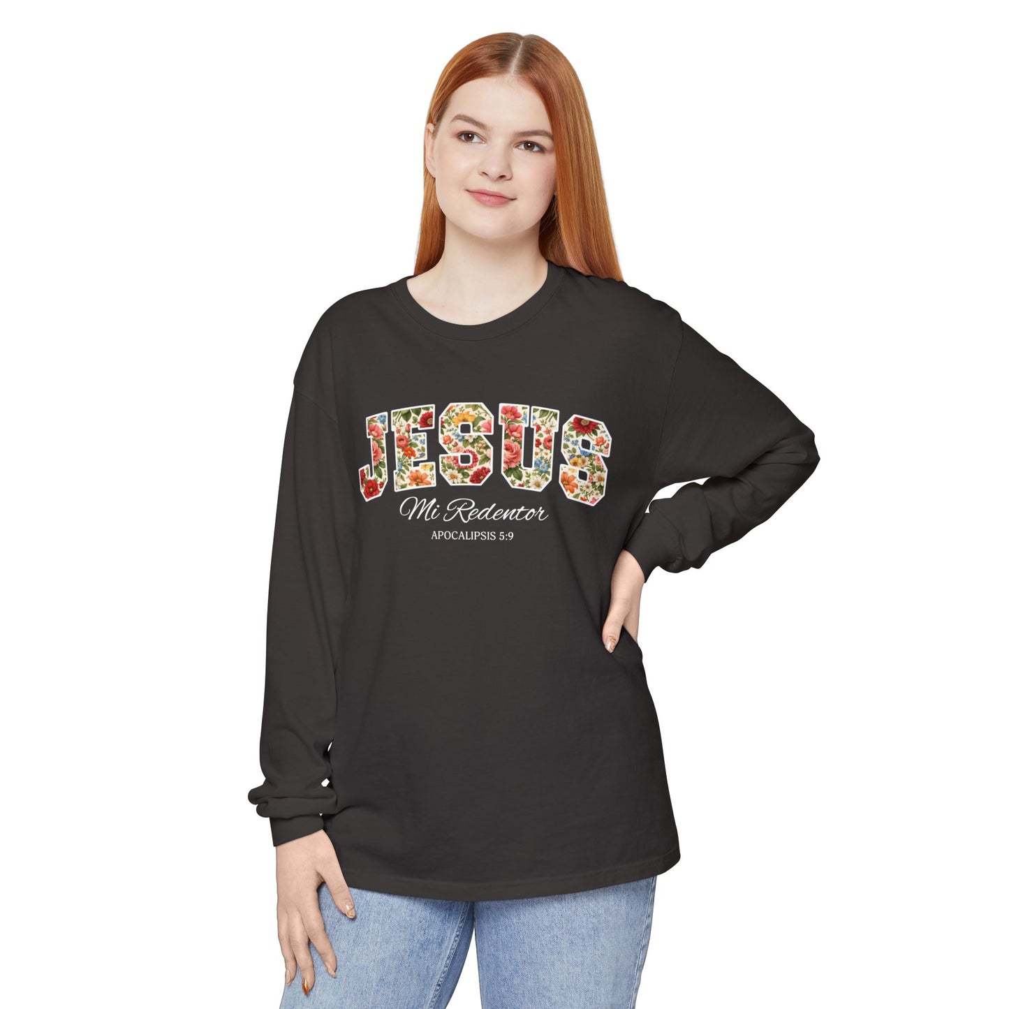 Jesus Mi Redentor Long Sleeve-Shirt — Spanish Christian Faith Tee 100% Cotton