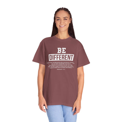 Be Different Romans 12:2 T-Shirt — Christian Faith Graphic T-shirt