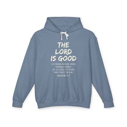 The Lord is Good "Nahum 1:7" beige 100%cotton Hoodie