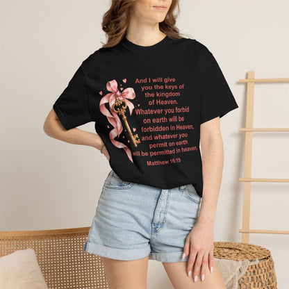 Christian Scripture Keys of the Kingdom T-shirt — Matthew 16:19 Floral Design