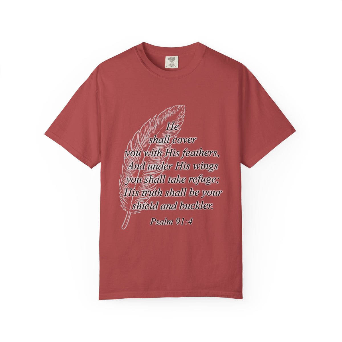Psalm 91 Feather T-Shirt — 'He Shall Cover You' Christian Faith Tee