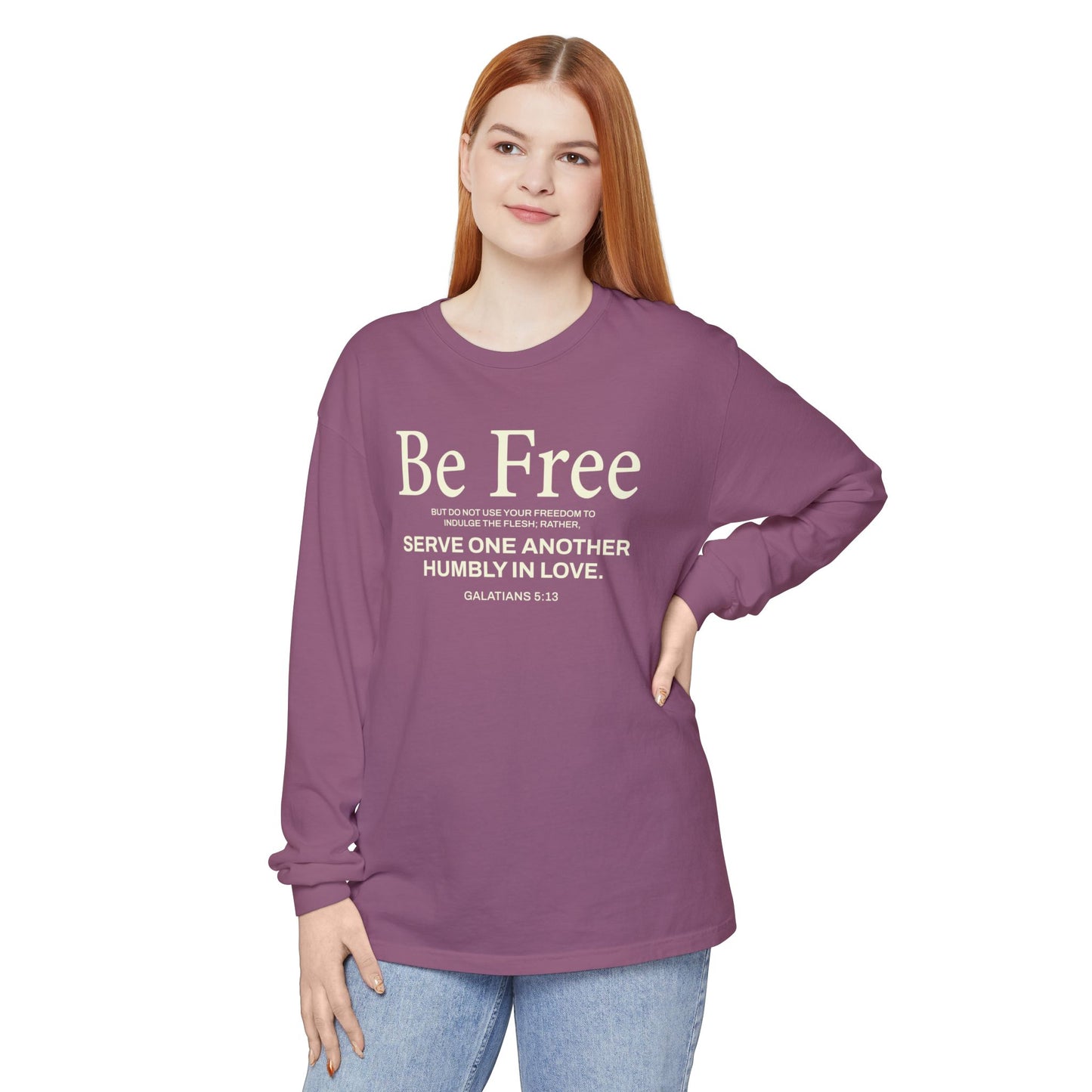 Be Free "Galatians 5:13" BEIGE 100% Cotton Long Sleeve