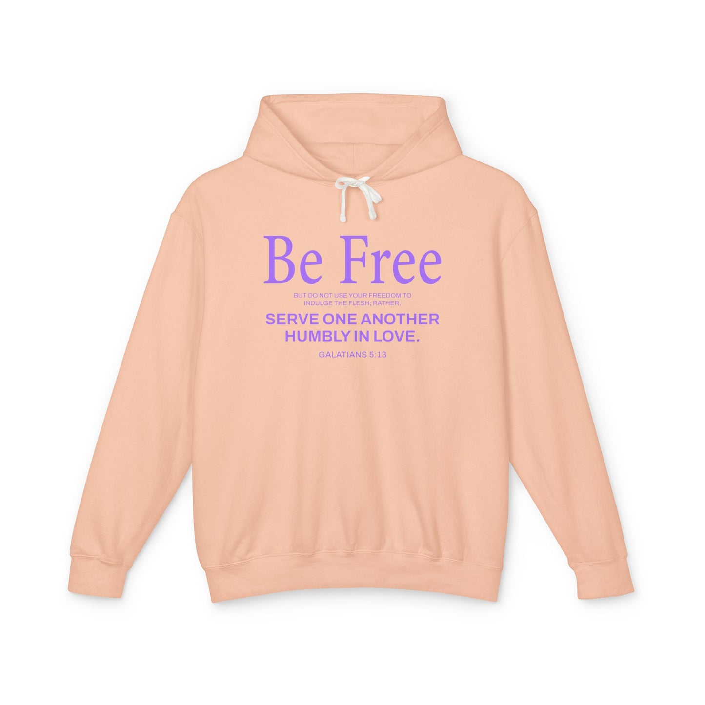 Be Free "Galatians 5:13" PURPLE 100% Cotton Hoodie