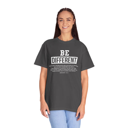Be Different Romans 12:2 T-Shirt — Christian Faith Graphic T-shirt
