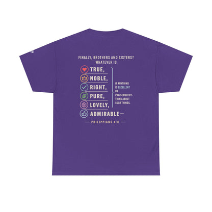 Philippians 4:8 True Noble Right Pure Lovely Adorably Christian T-Shirt
