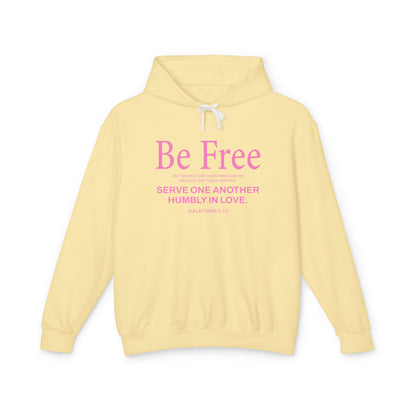 Be Free "Galatians 5:13" PINK 100% Cotton Hoodie