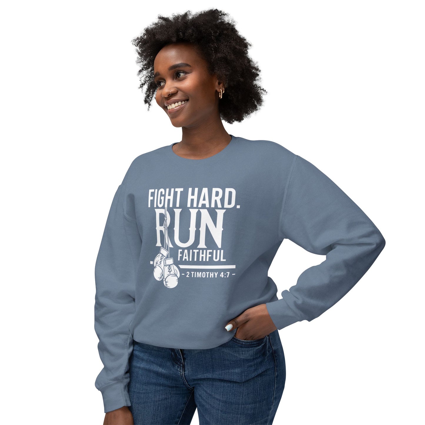 Fight Hard 2 Timothy 4:7 Long Sleeve T‑Shirt — Inspirational Christian Scripture Sweatshirt