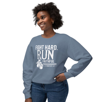Fight Hard 2 Timothy 4:7 Long Sleeve T‑Shirt — Inspirational Christian Scripture Sweatshirt