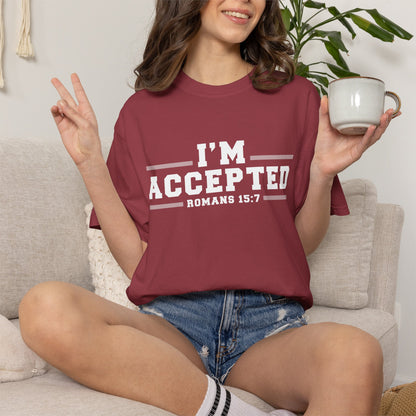 I'm Accepted "Romans 15:7" Cotton T-Shirt — Faith-Inspired Christian Tee