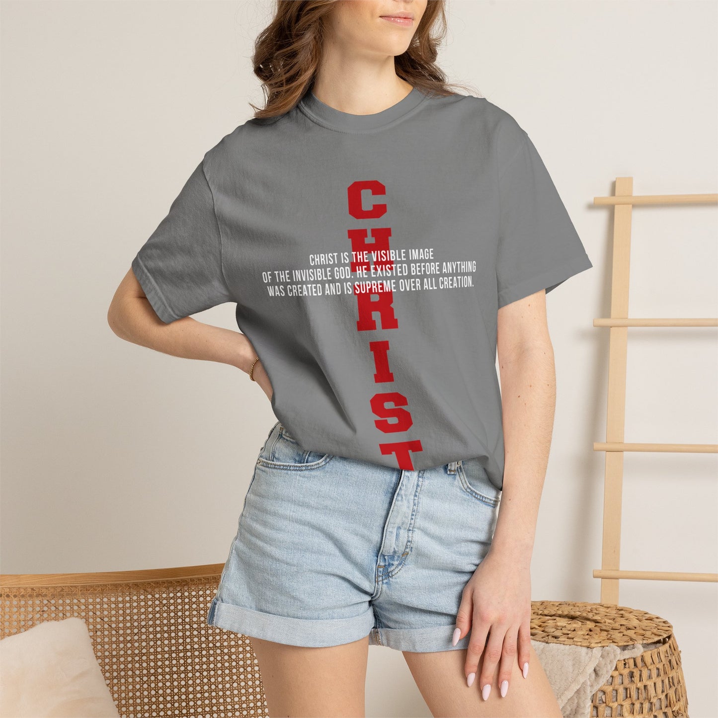 CHRIST the visible image of the invisible God Cotton T-shirt — Faith-Based Christian Tee
