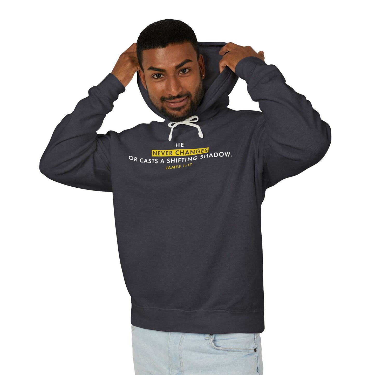 He Never Changes Long Sleeve T‑Shirt — Inspirational Christian Scripture  Faith-Based Christian Hoodie