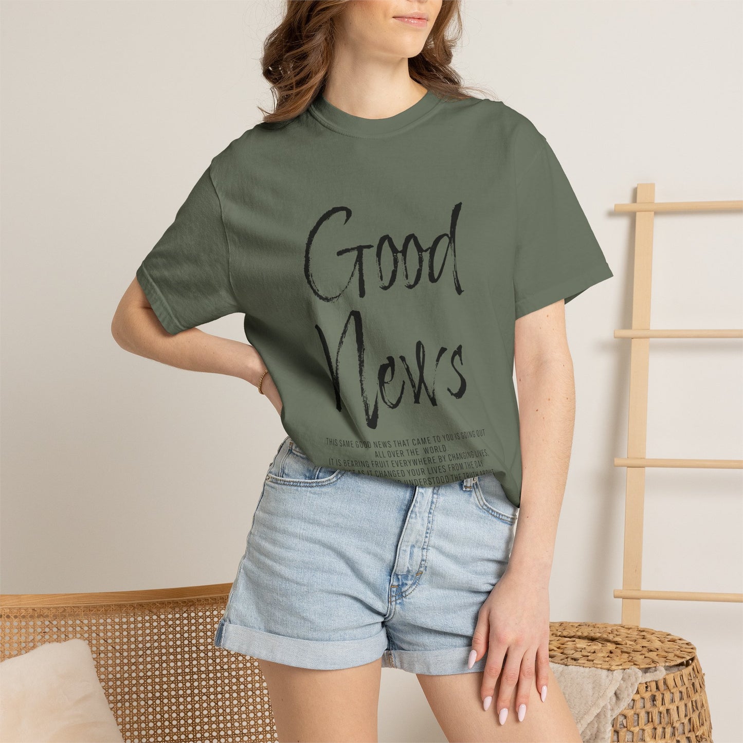 Colossians 1:6 'Good News' Cotton T-Shirt — Scripture Comfort Tee